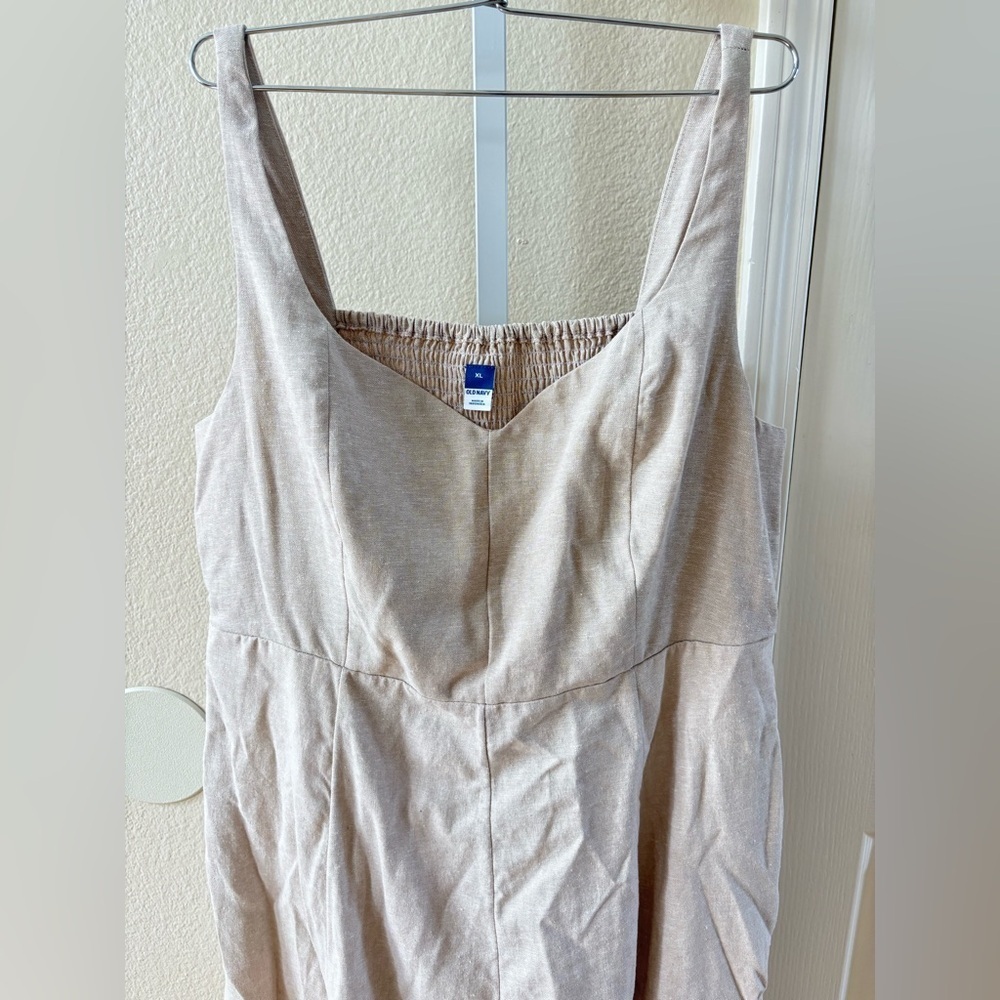Old Navy Fit & Flare Sleeveless Linen-Blend Midi Dress in Flax Linen - Size XL - Picture 6 of 6